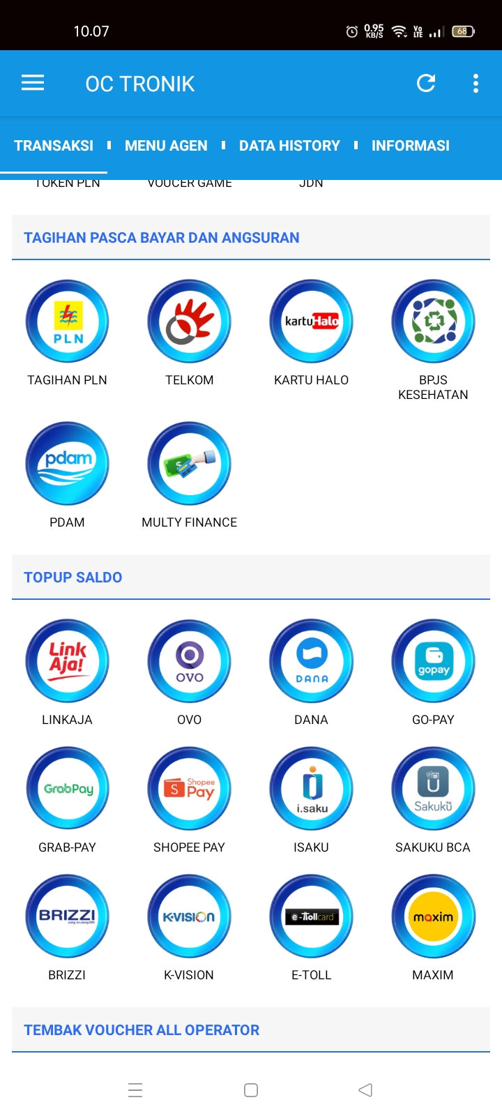Tampilan Aplikasi OC TRONIK